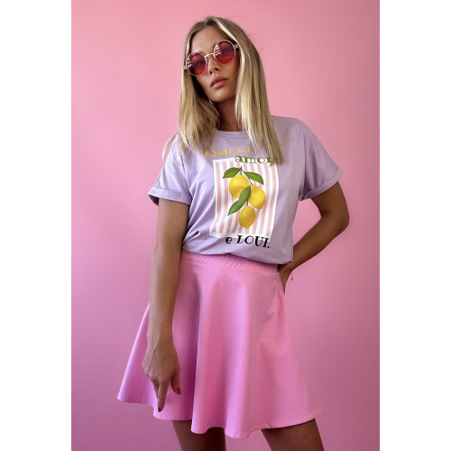 Lawendowy T-shirt damski z...