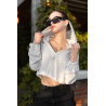 Satynowa Bluza Z Kapturem W Kolorze Ecru S/M