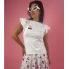 Biały t-shirt damski „Cherry Chic” z nadrukiem wiśni LOUI – M